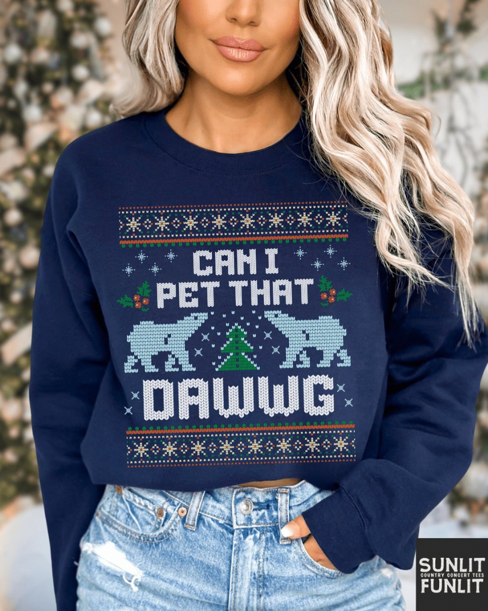 Can I Pet That Dawg Funny Christmas Sweater