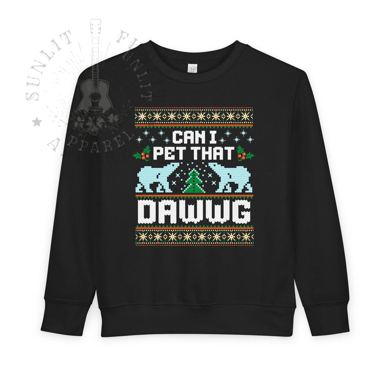 Can I Pet That Dawwg Toddler Christmas Meme Sweater - Sunlit Funlit Country Music Tees