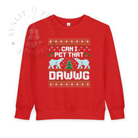 Thumbnail for Can I Pet That Dawwg Toddler Christmas Meme Sweater - Sunlit Funlit Country Music Tees