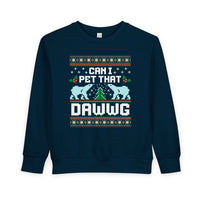 Thumbnail for Can I Pet That Dawwg Toddler Christmas Meme Sweater - Sunlit Funlit Country Music Tees