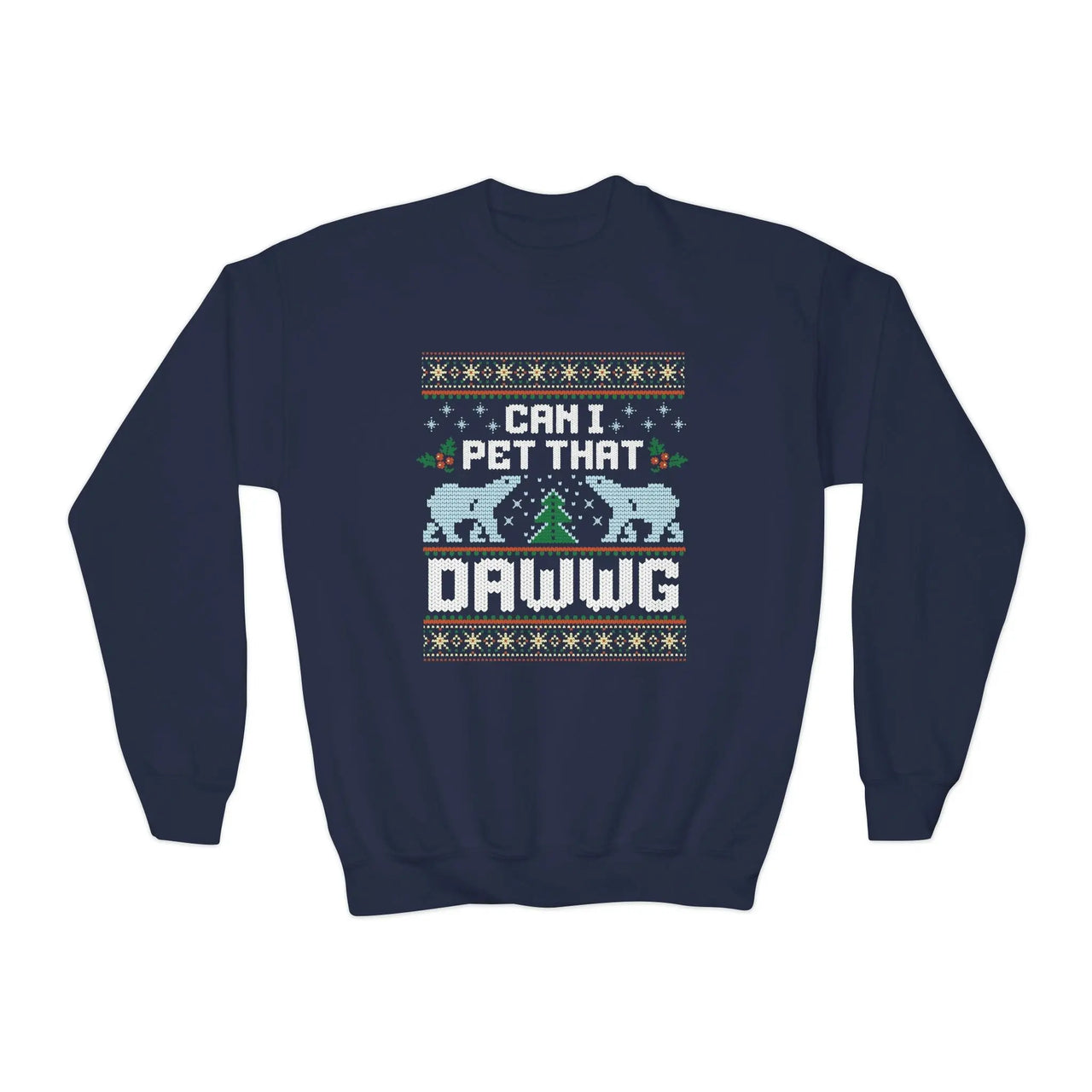 Can I Pet that Dawwg Youth Christmas Meme Sweatshirt - Sunlit Funlit Country Music Tees