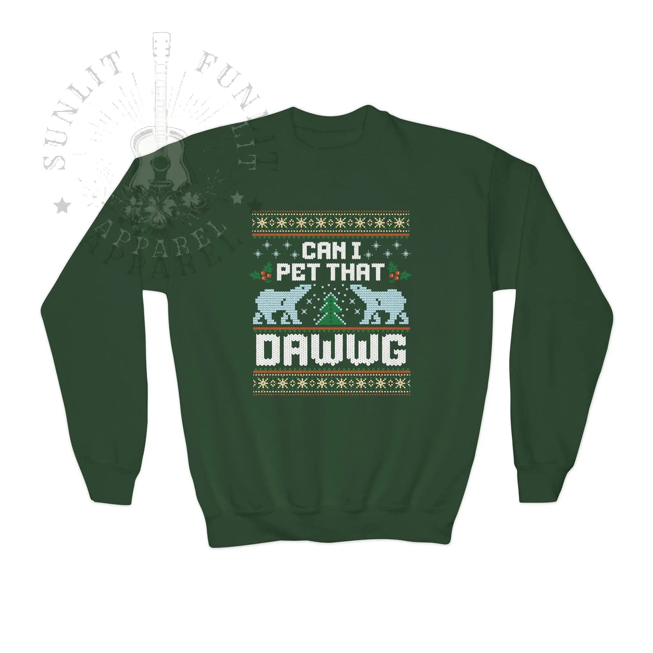 Can I Pet that Dawwg Youth Christmas Meme Sweatshirt - Sunlit Funlit Country Music Tees