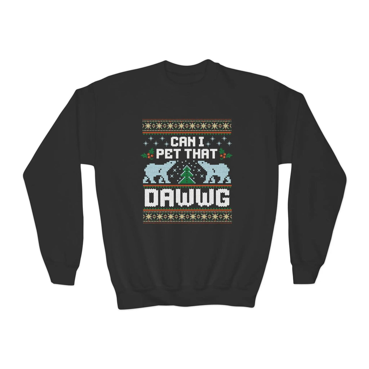 Can I Pet that Dawwg Youth Christmas Meme Sweatshirt - Sunlit Funlit Country Music Tees