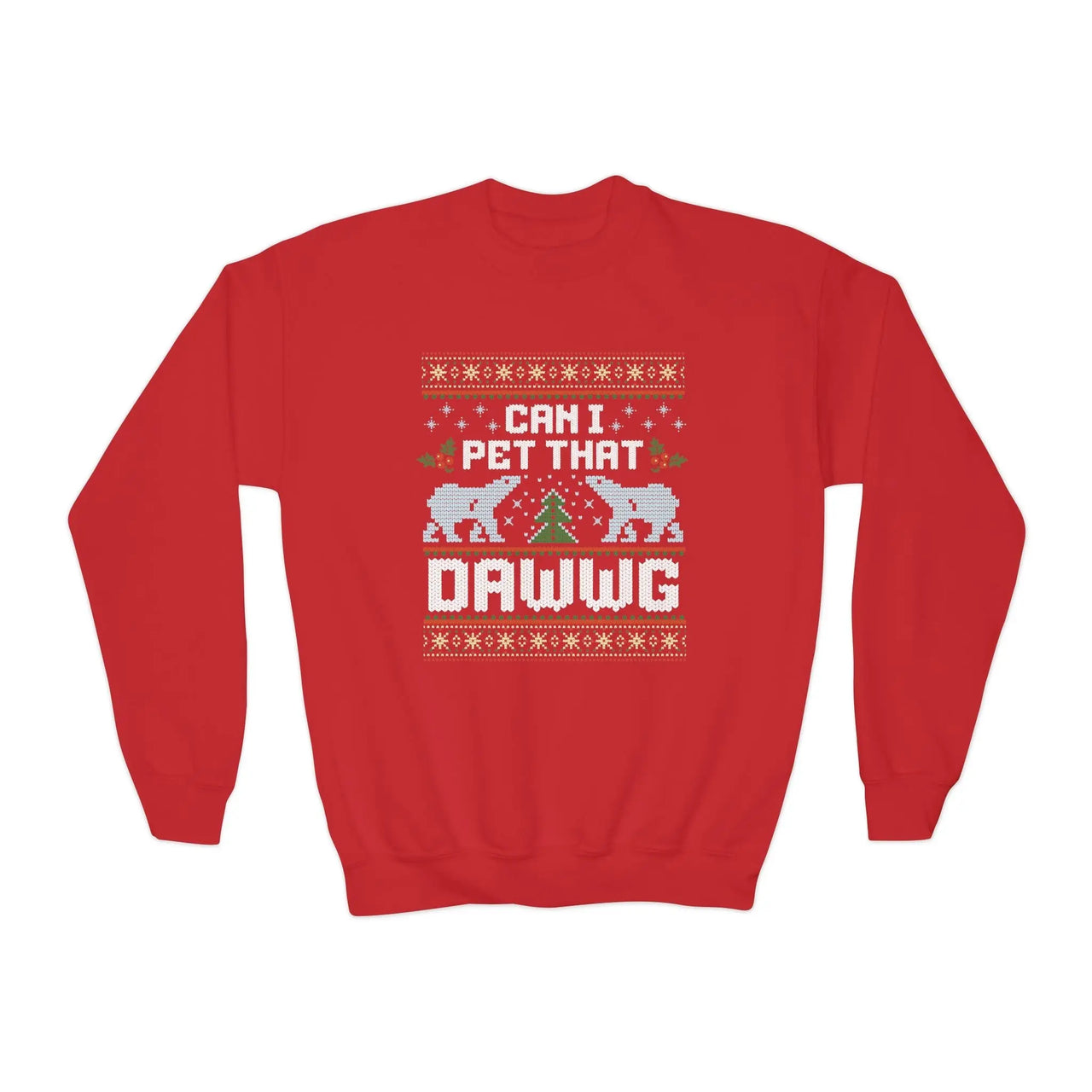 Can I Pet that Dawwg Youth Christmas Meme Sweatshirt - Sunlit Funlit Country Music Tees
