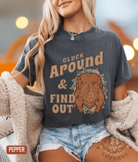 Thumbnail for Cluck Around Find Out Funny Thanksgiving Tee - Sunlit Funlit | Graphic Tees for Country Concert Addicts