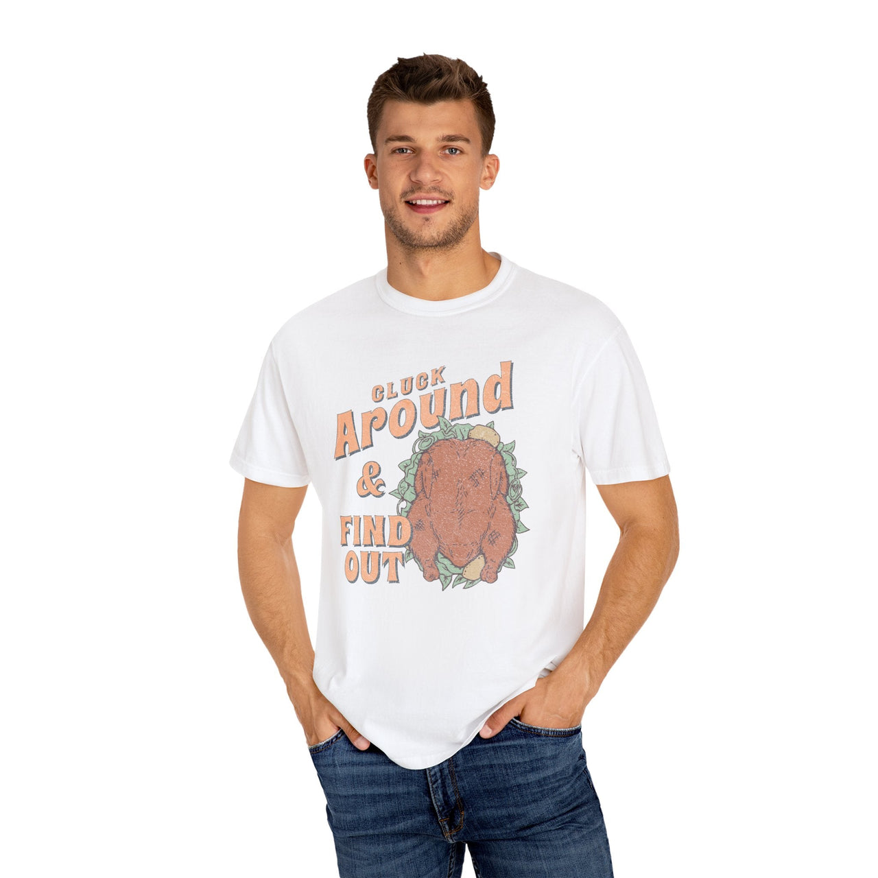 Cluck Around Thanksgiving Comfort Colors - Sunlit Funlit | Graphic Tees for Country Concerts