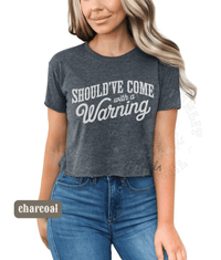 Thumbnail for Come With a Warning Wallen Concert Crop Top - Sunlit Funlit | Graphic Tees for Country Concert Addicts