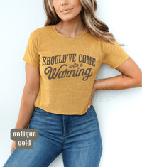 Thumbnail for Come With a Warning Wallen Concert Crop Top - Sunlit Funlit | Graphic Tees for Country Concert Addicts