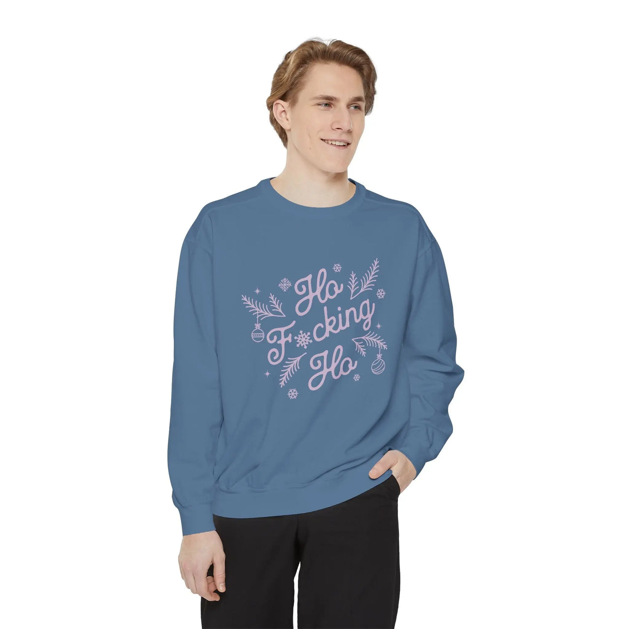 Comfort Colors Ho Fcking Ho NSFW Funny Christmas Sweater - Sunlit Funlit Country Music Tees