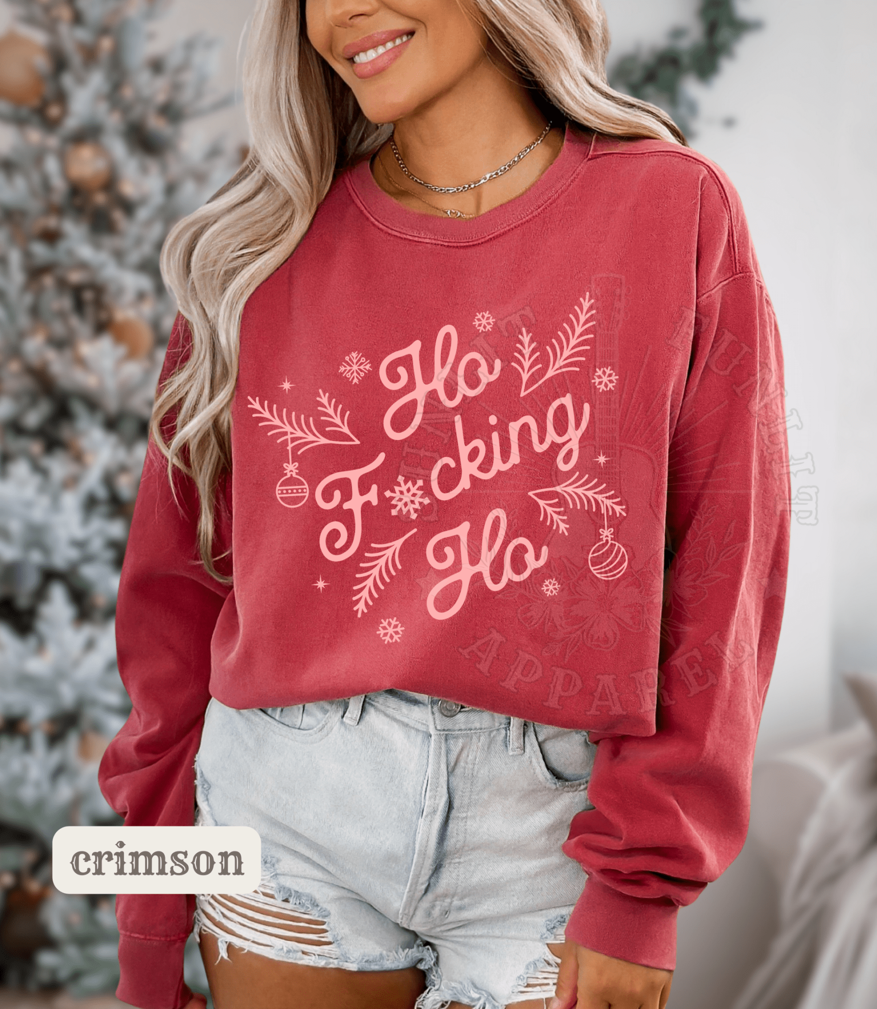 Comfort Colors Ho Fcking Ho NSFW Funny Christmas Sweater - Sunlit Funlit | Graphic Tees for Country Concert Addicts