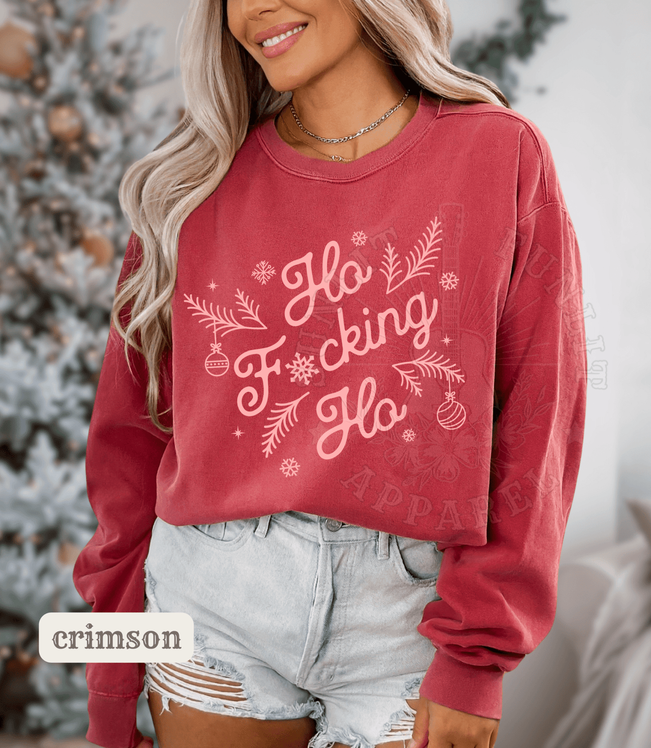 Comfort Colors Ho Fcking Ho NSFW Funny Christmas Sweater - Sunlit Funlit | Graphic Tees for Country Concert Addicts