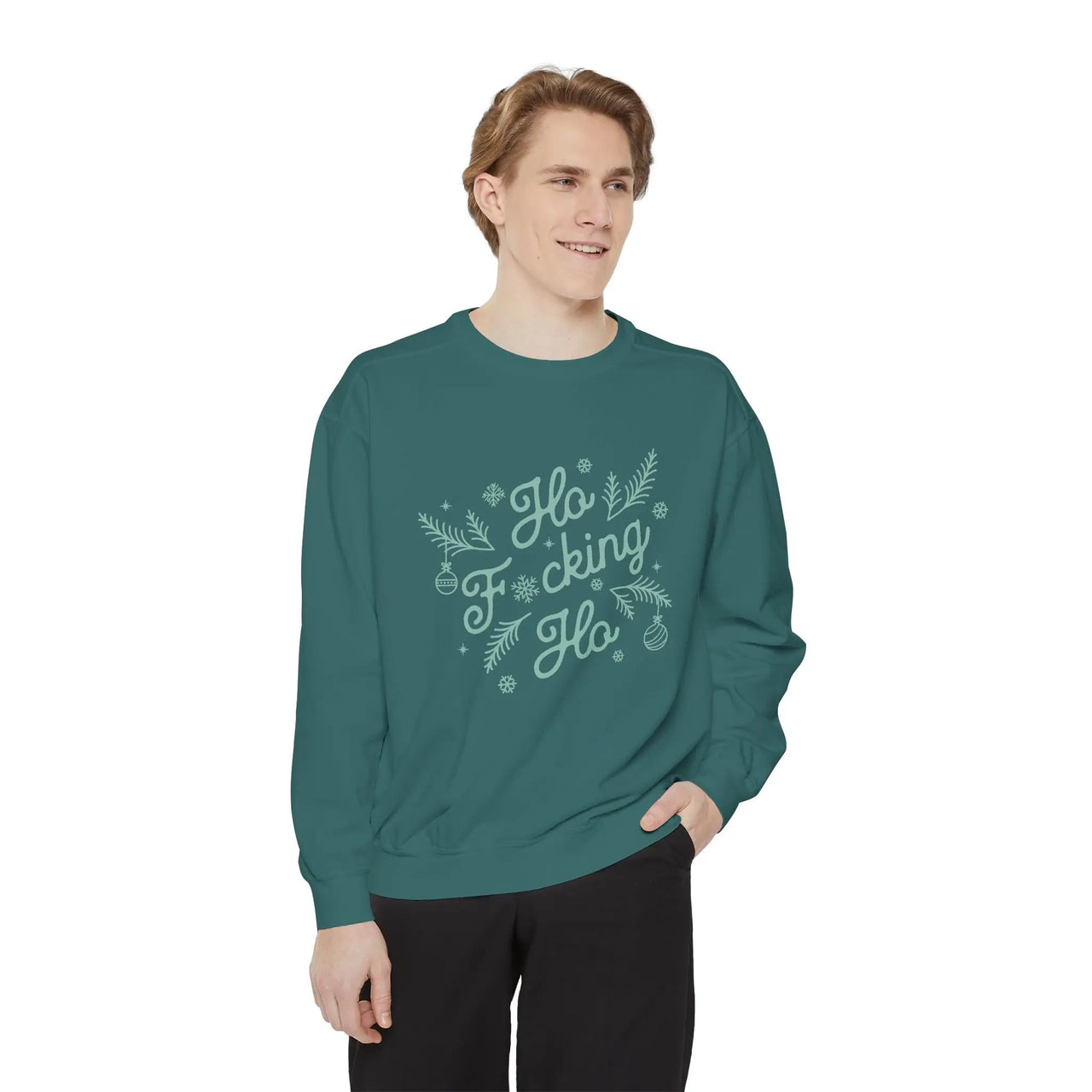 Comfort Colors Ho Fcking Ho NSFW Funny Christmas Sweater - Sunlit Funlit Country Music Tees