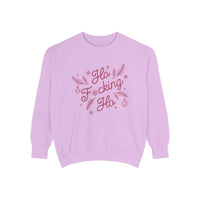 Thumbnail for Comfort Colors Ho Fcking Ho NSFW Funny Christmas Sweater - Sunlit Funlit Country Music Tees