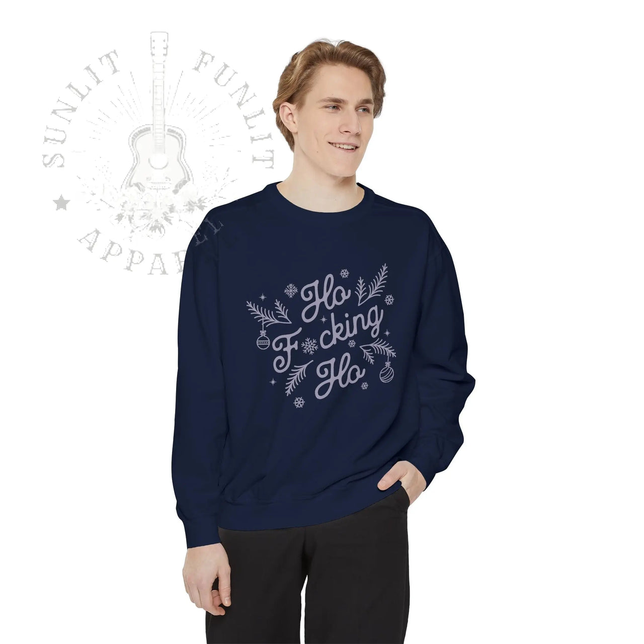 Comfort Colors Ho Fcking Ho NSFW Funny Christmas Sweater - Sunlit Funlit Country Music Tees