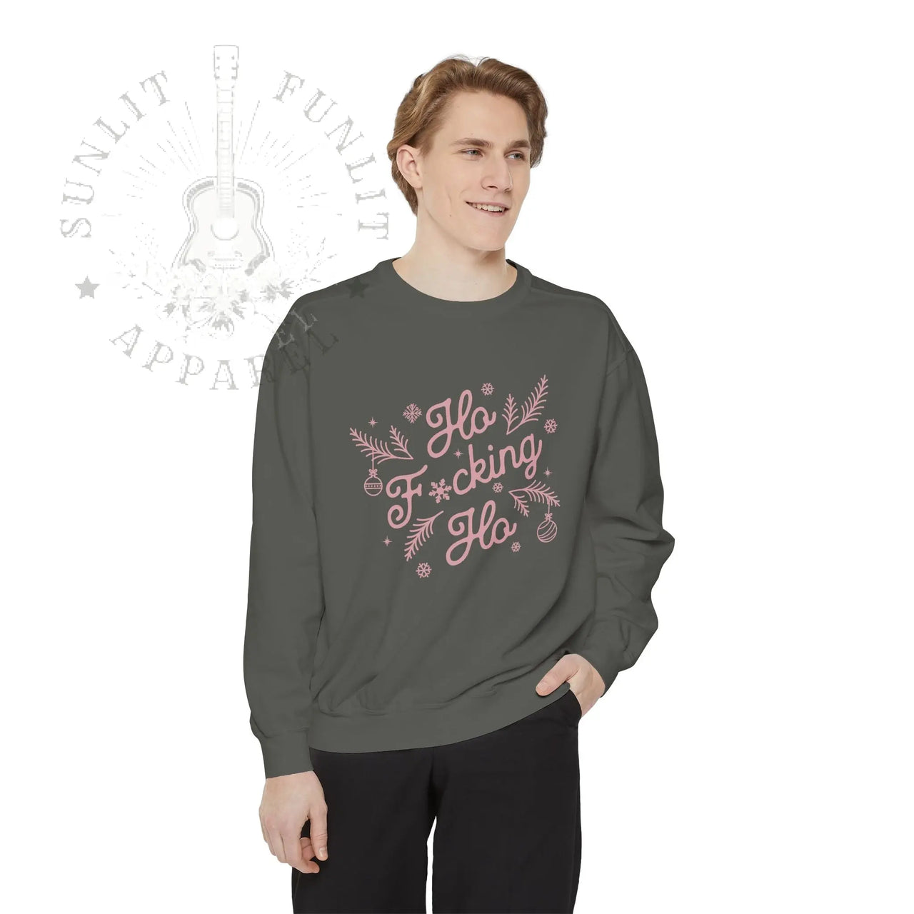 Comfort Colors Ho Fcking Ho NSFW Funny Christmas Sweater - Sunlit Funlit Country Music Tees