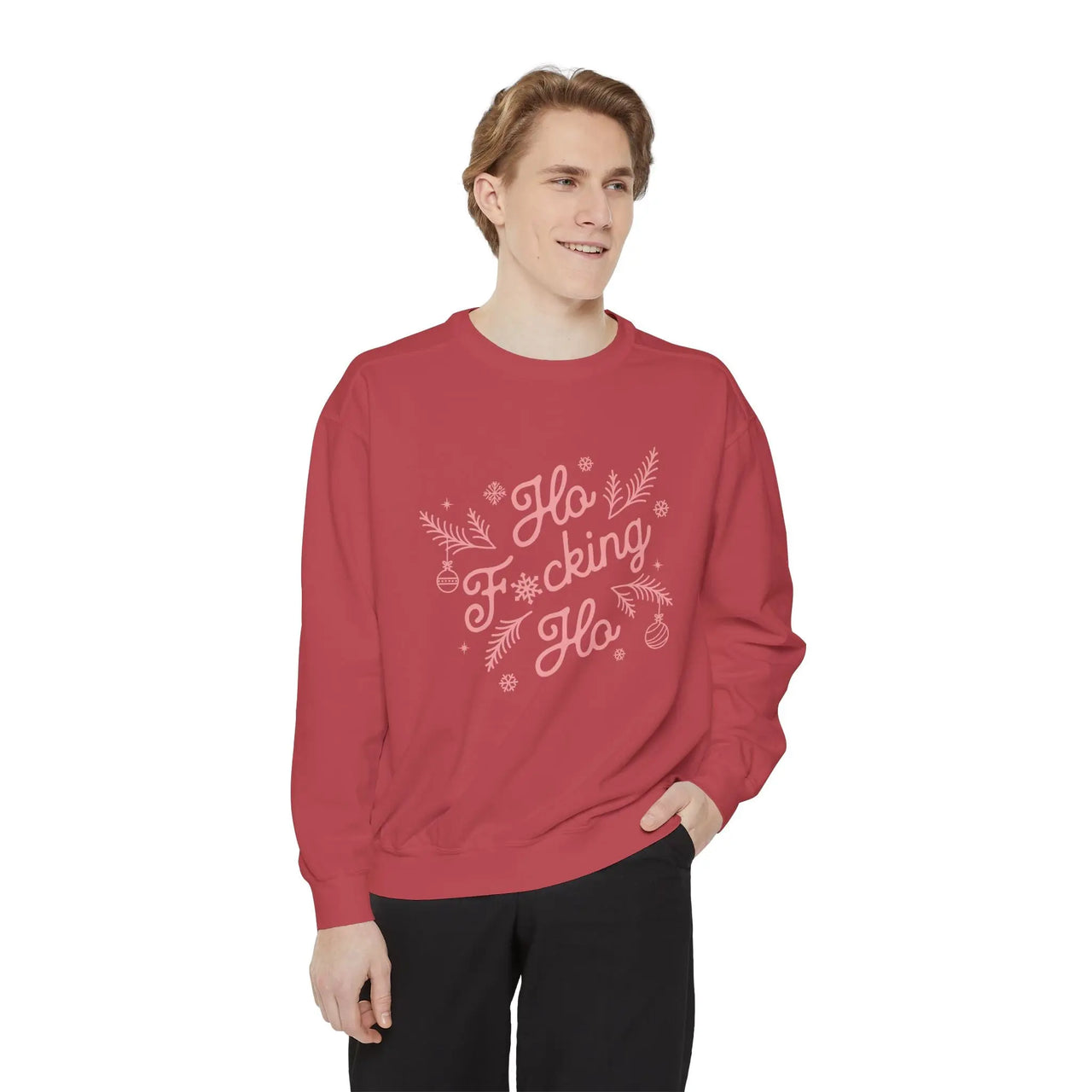 Comfort Colors Ho Fcking Ho NSFW Funny Christmas Sweater - Sunlit Funlit Country Music Tees