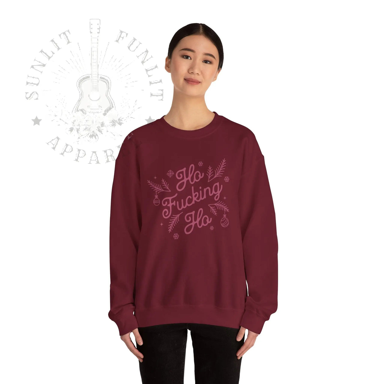 Comfort Colors Ho F*cking Ho NSFW Funny Christmas Sweater - Sunlit Funlit Country Music Tees