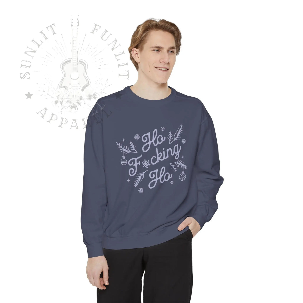 Comfort Colors Ho Fcking Ho NSFW Funny Christmas Sweater - Sunlit Funlit Country Music Tees