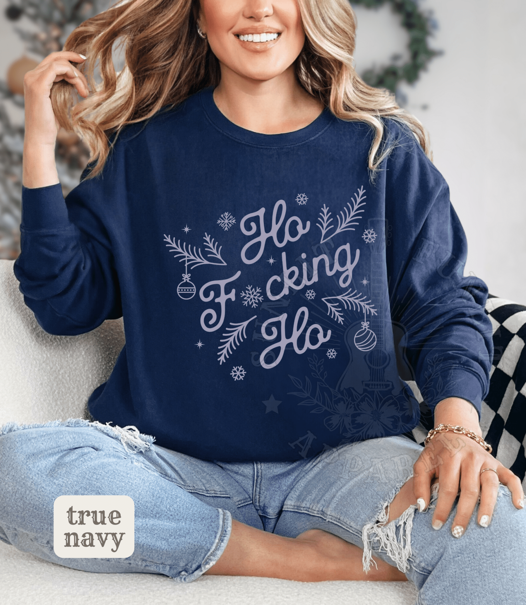 Comfort Colors Ho Fcking Ho NSFW Funny Christmas Sweater - Sunlit Funlit | Graphic Tees for Country Concert Addicts