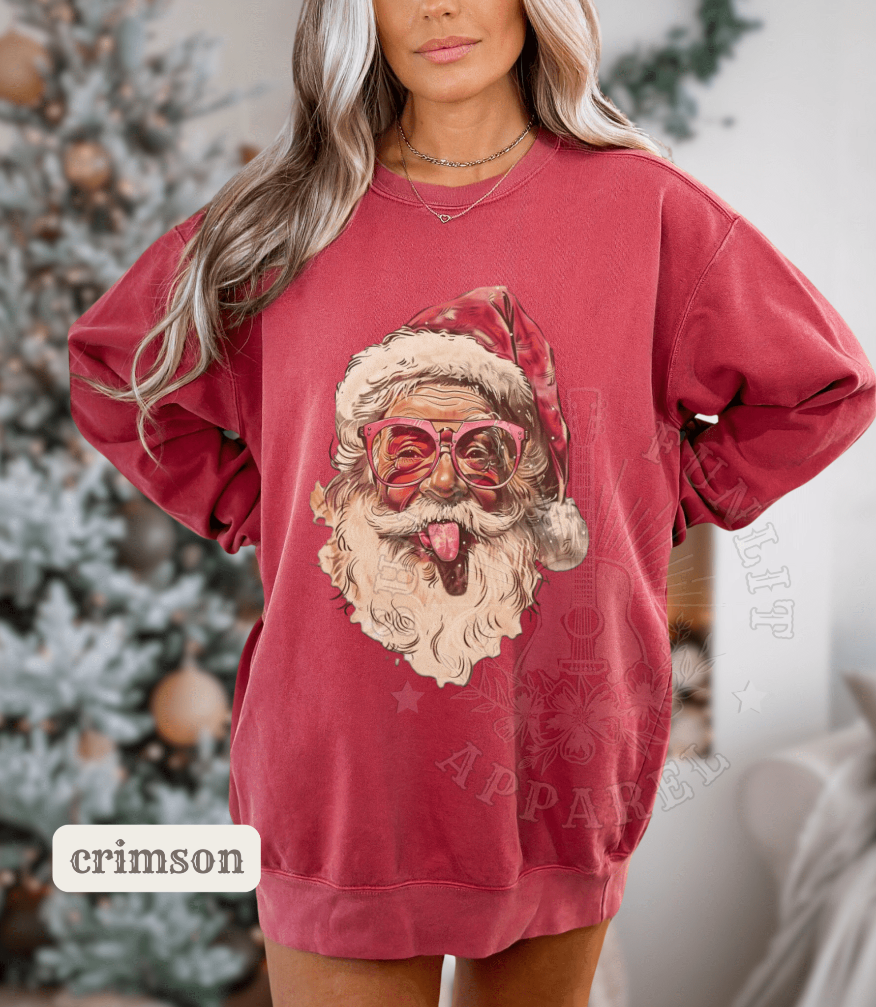 Comfort Colors Vintage Santa Tongue Funny Christmas Sweater - Sunlit Funlit | Graphic Tees for Country Concert Addicts