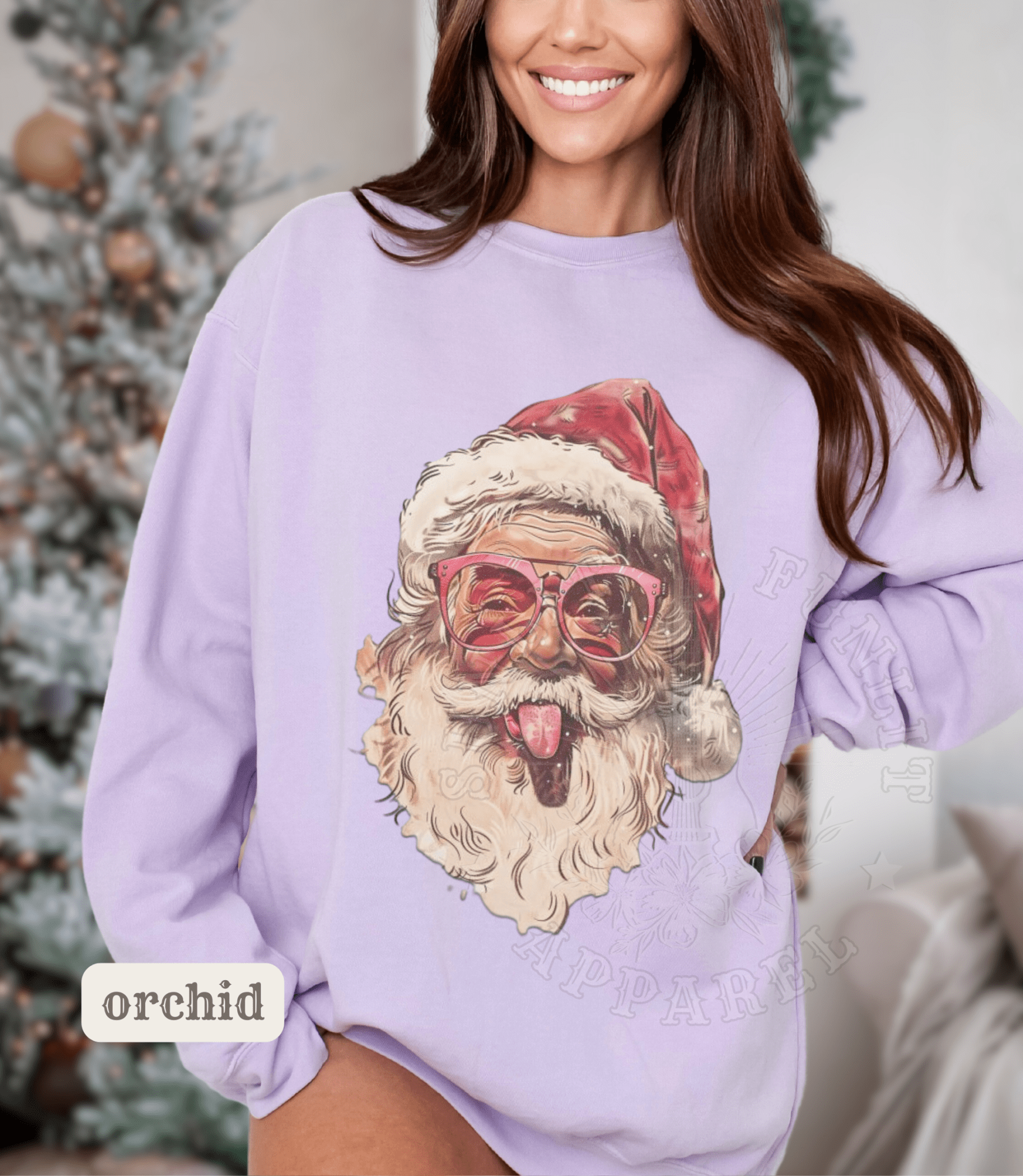 Comfort Colors Vintage Santa Tongue Funny Christmas Sweater - Sunlit Funlit | Graphic Tees for Country Concert Addicts