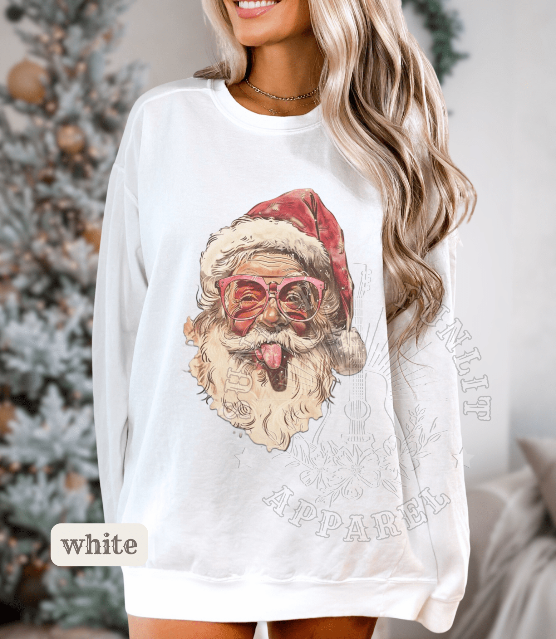 Comfort Colors Vintage Santa Tongue Funny Christmas Sweater - Sunlit Funlit | Graphic Tees for Country Concert Addicts