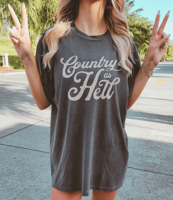 Country As Hell Bro Country Concert Tee - Sunlit Funlit | Graphic Tees for Country Concert Addicts