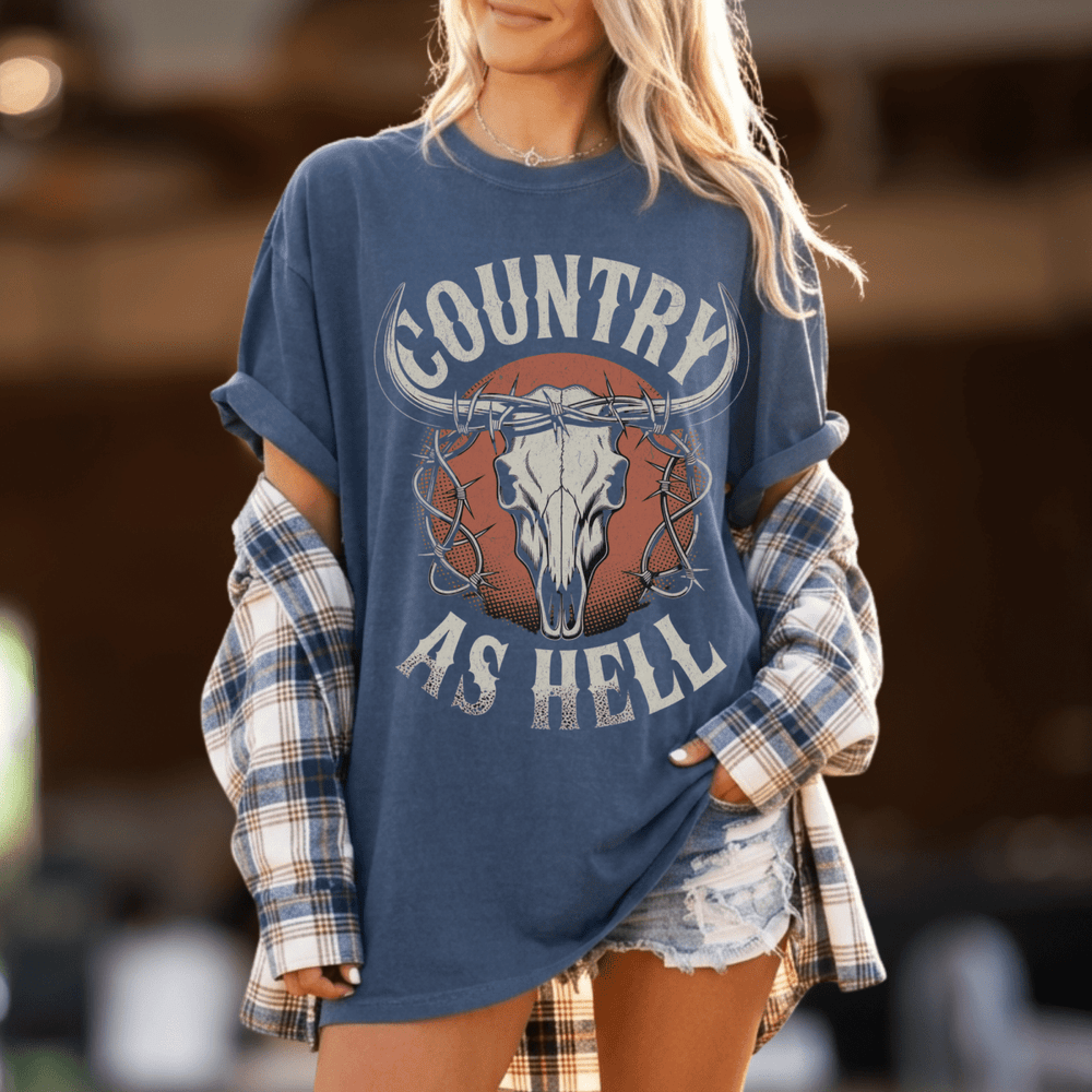 Country As Hell Country Concert Shirt - Sunlit Funlit | Graphic Tees for Country Concert Addicts