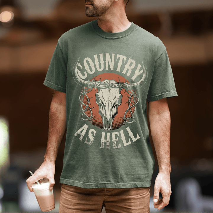 Country As Hell Country Concert Shirt for Men - Sunlit Funlit | Graphic Tees for Country Concert Addicts