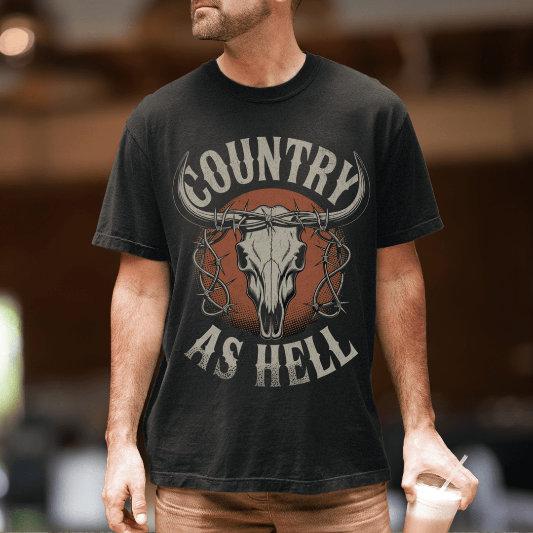 Country As Hell Country Concert Shirt for Men - Sunlit Funlit | Graphic Tees for Country Concert Addicts