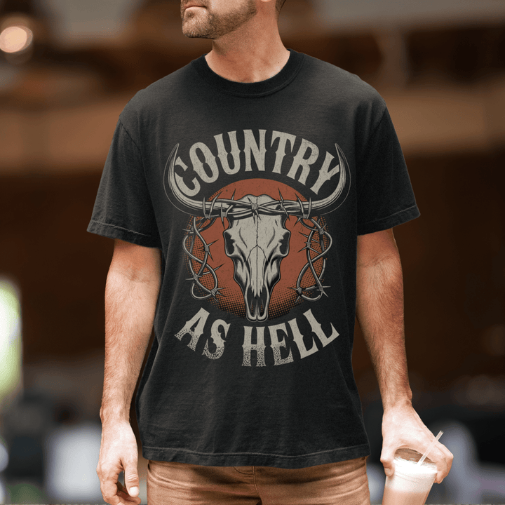 Country As Hell Country Concert Shirt for Men - Sunlit Funlit | Graphic Tees for Country Concert Addicts