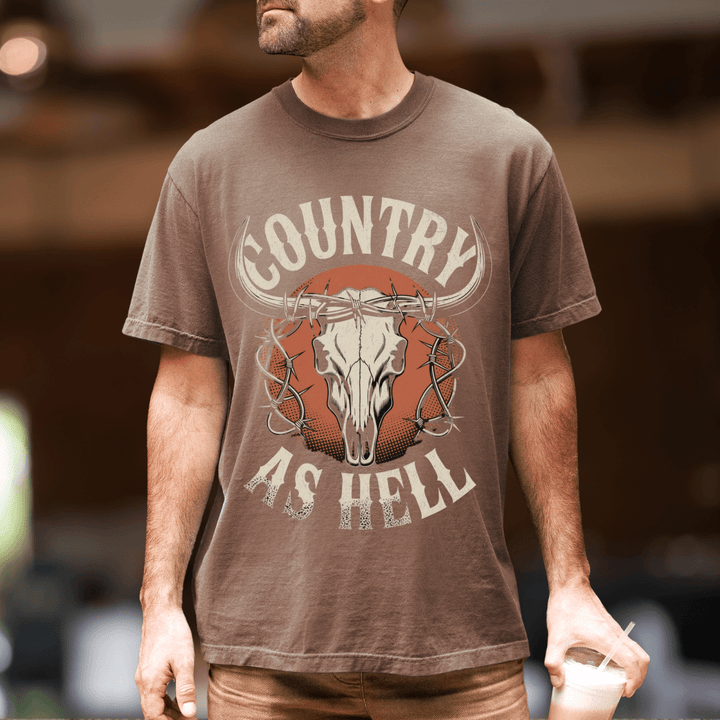 Country As Hell Country Concert Shirt for Men - Sunlit Funlit | Graphic Tees for Country Concert Addicts
