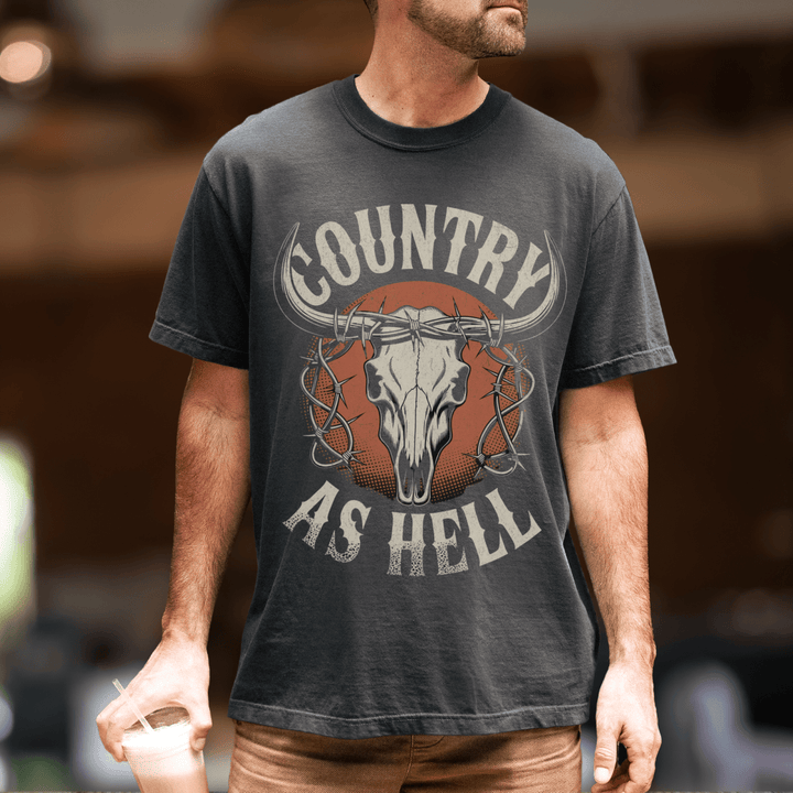 Country As Hell Country Concert Shirt for Men - Sunlit Funlit | Graphic Tees for Country Concert Addicts