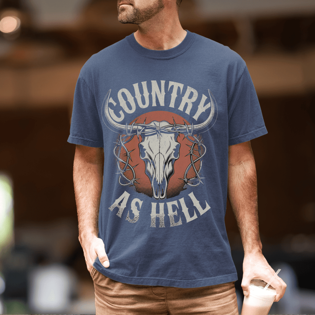Country As Hell Country Concert Shirt for Men - Sunlit Funlit | Graphic Tees for Country Concert Addicts