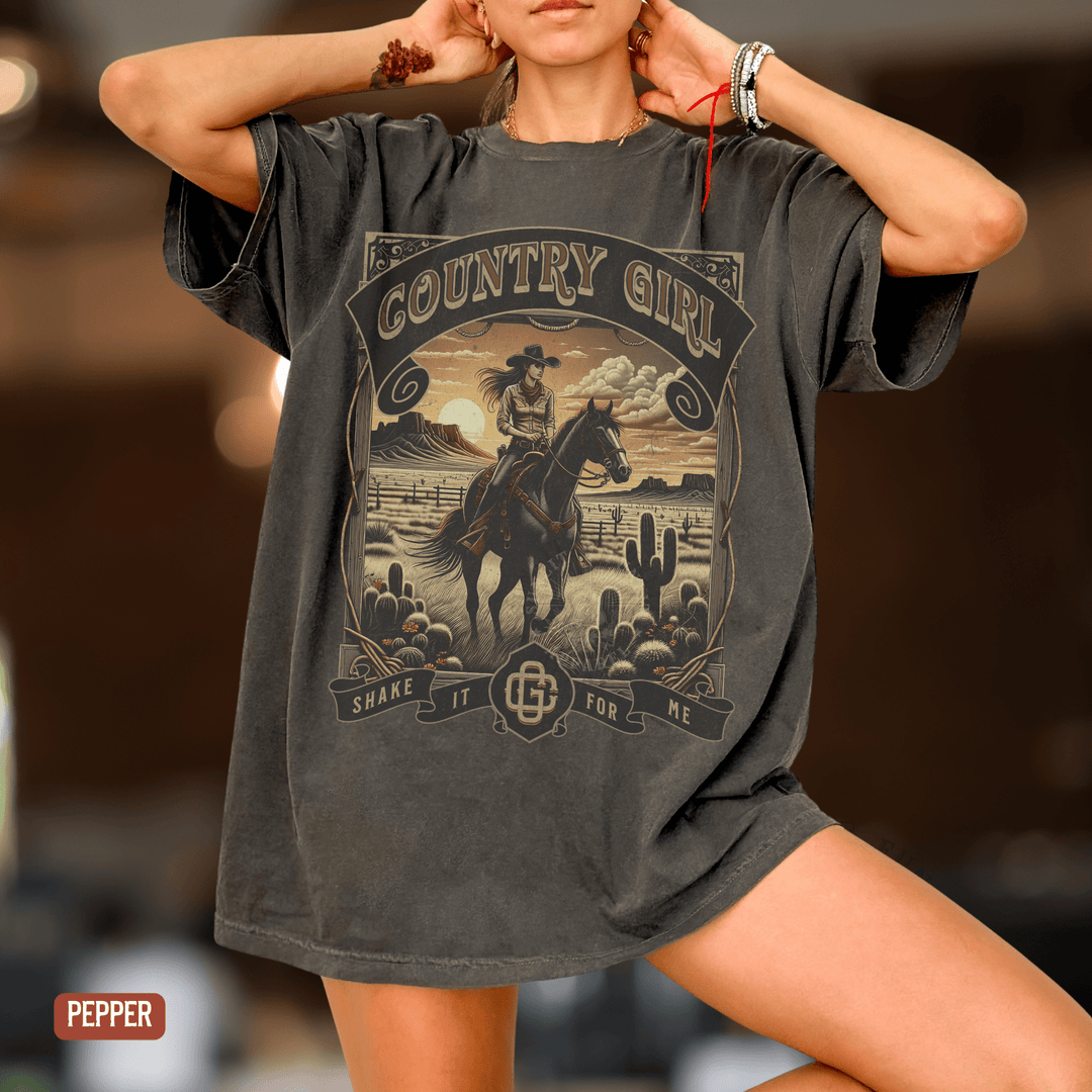 Country Girl Shake It For Me Comfort Colors Tee - Sunlit Funlit | Graphic Tees for Country Concert Addicts