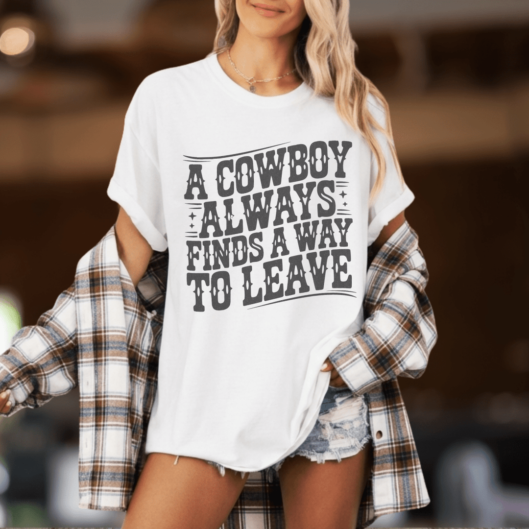 Cowboys Always Leave Comfort Colors Concert Tee - Sunlit Funlit | Graphic Tees for Country Concert Addicts