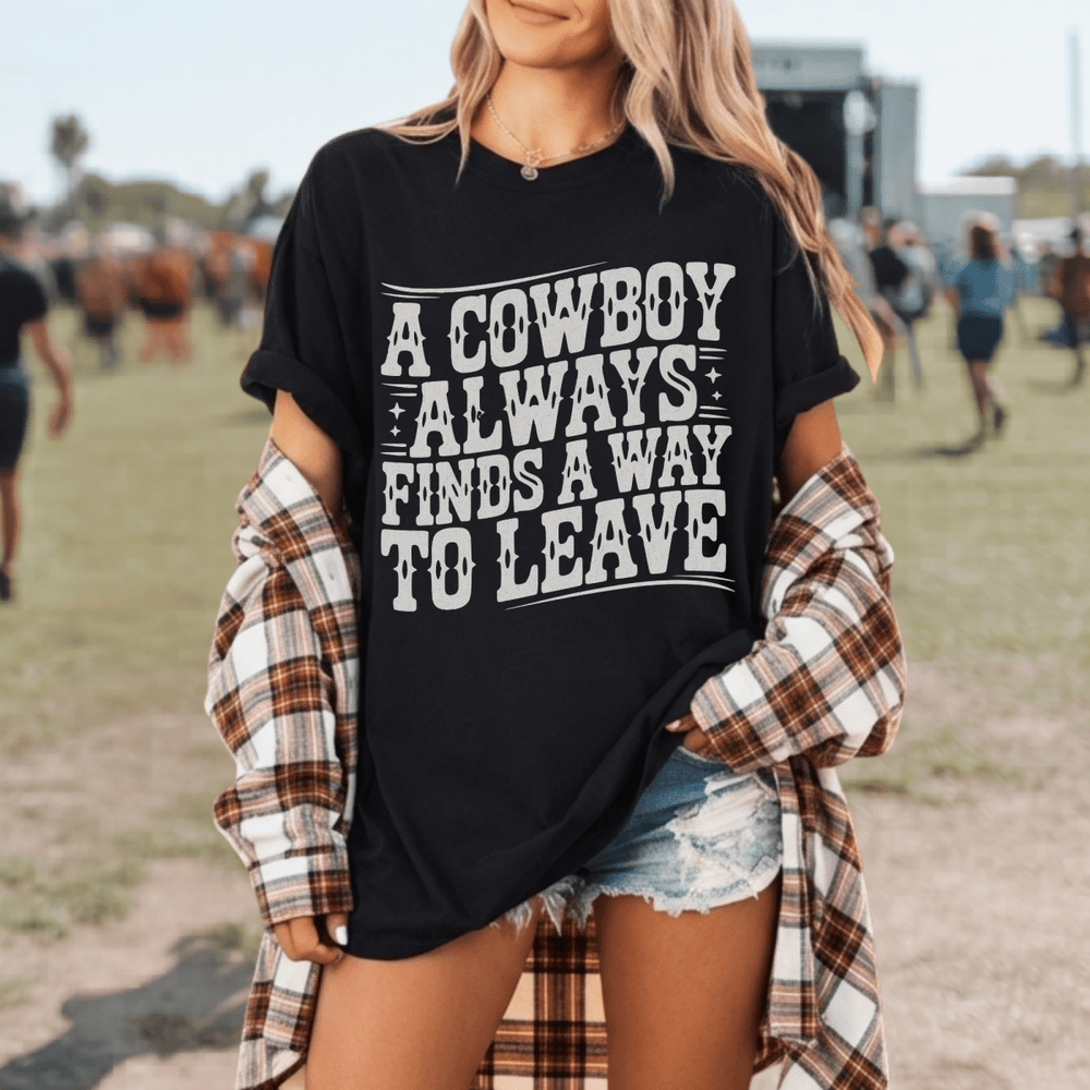 Cowboys Always Leave Comfort Colors Concert Tee - Sunlit Funlit | Graphic Tees for Country Concert Addicts