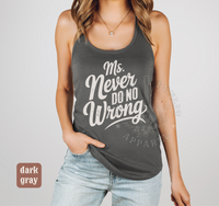 Thumbnail for A woman wearing a gray tank top with the text 