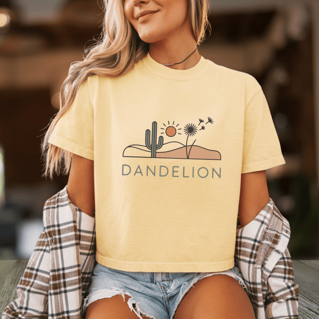 Dandelion Country Concert Cropped Tee - Sunlit Funlit | Graphic Tees for Country Concert Addicts
