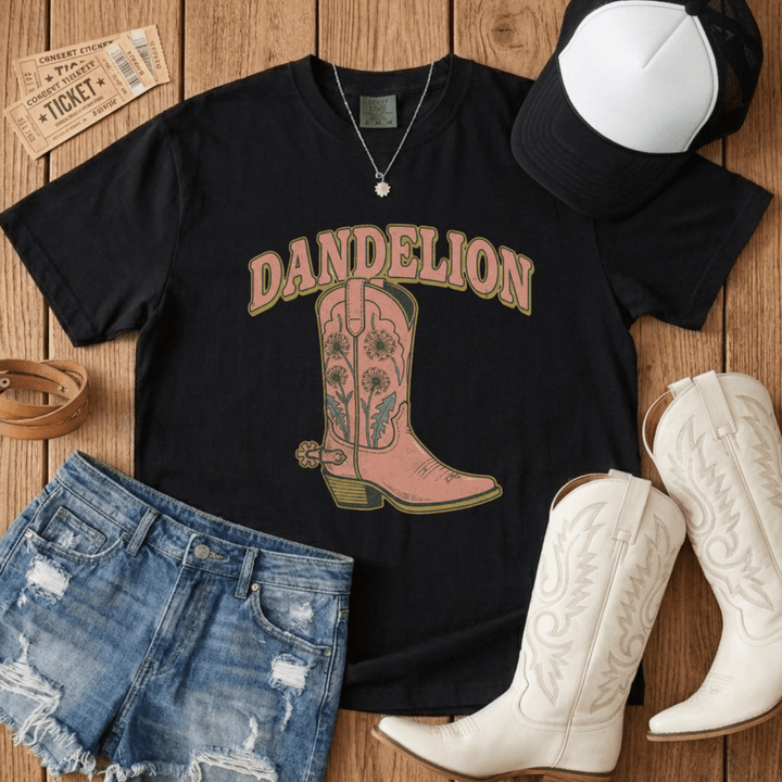 Dandelion Western Boot T-Shirt