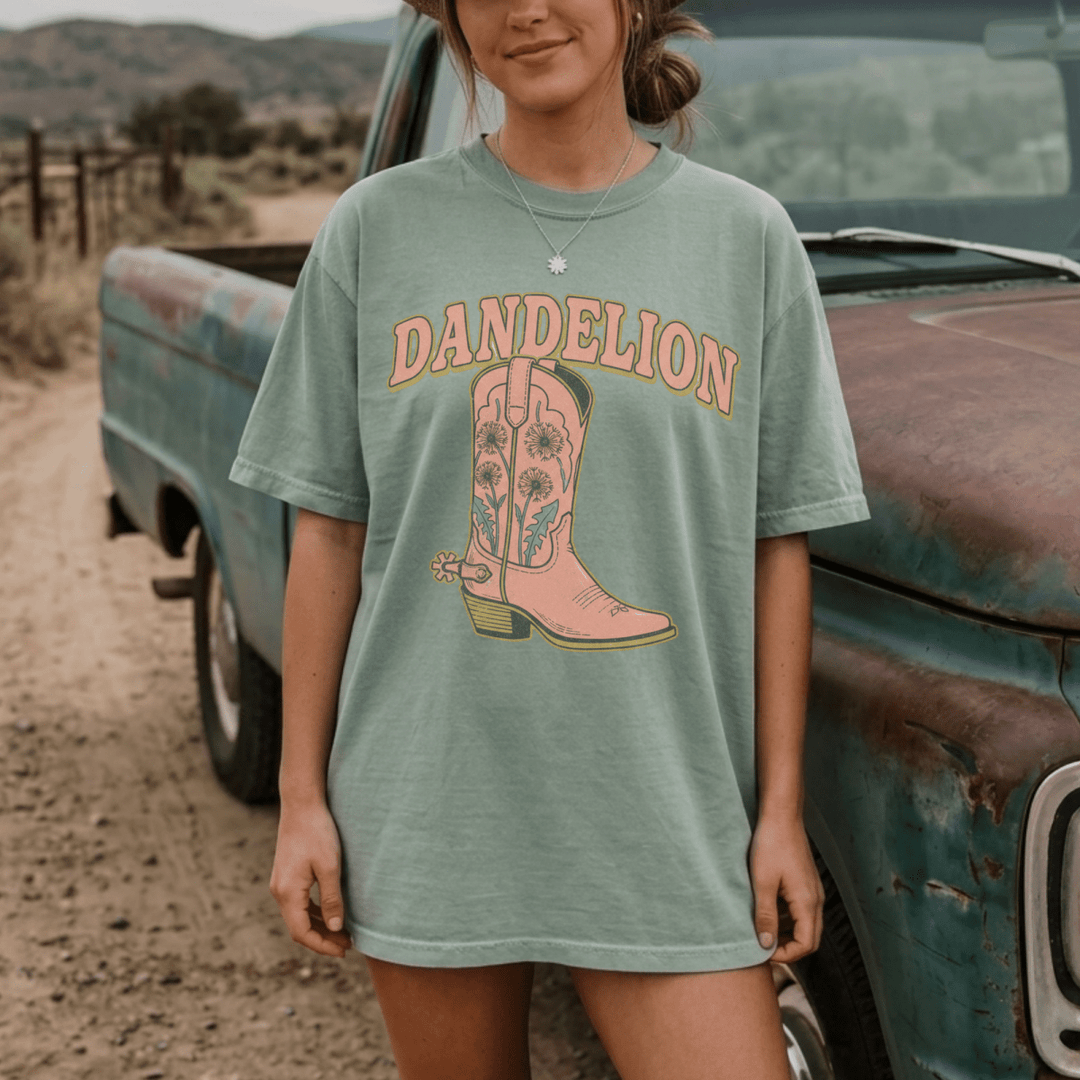 Dandelion Western Boot T-Shirt