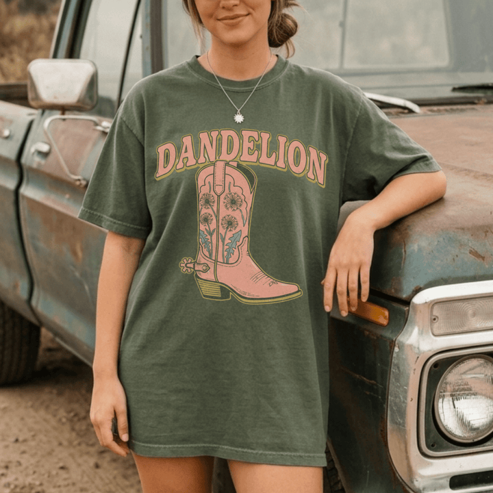 Dandelion Western Boot T-Shirt