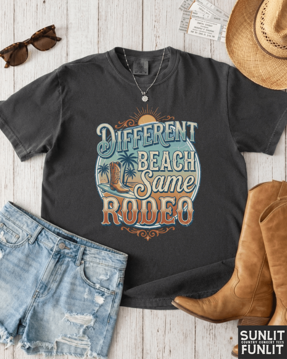 Different Beach Same Rodeo Beach Tee
