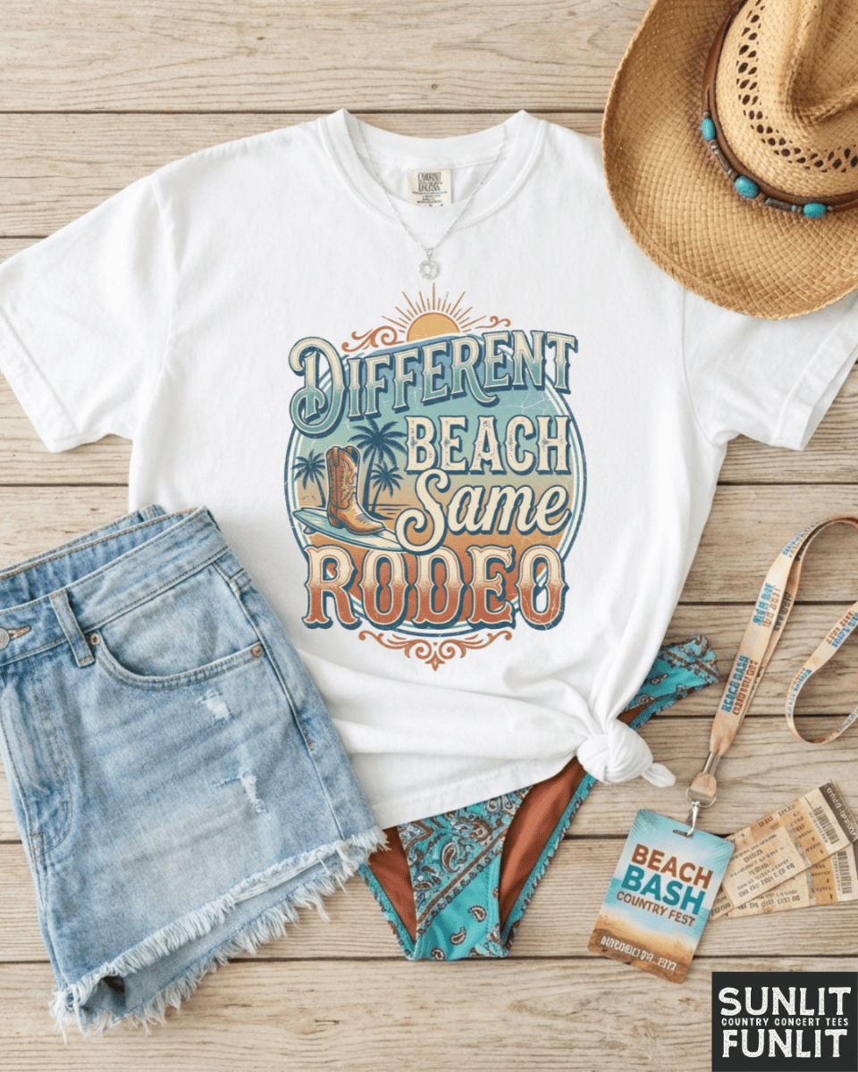 Different Beach Same Rodeo Beach Tee