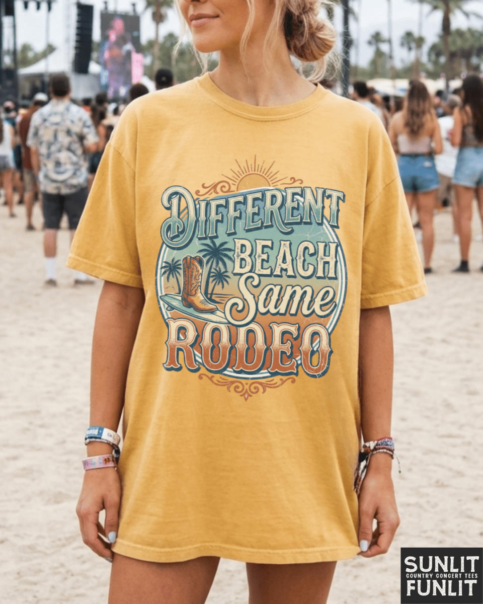 Different Beach Same Rodeo Beach Tee
