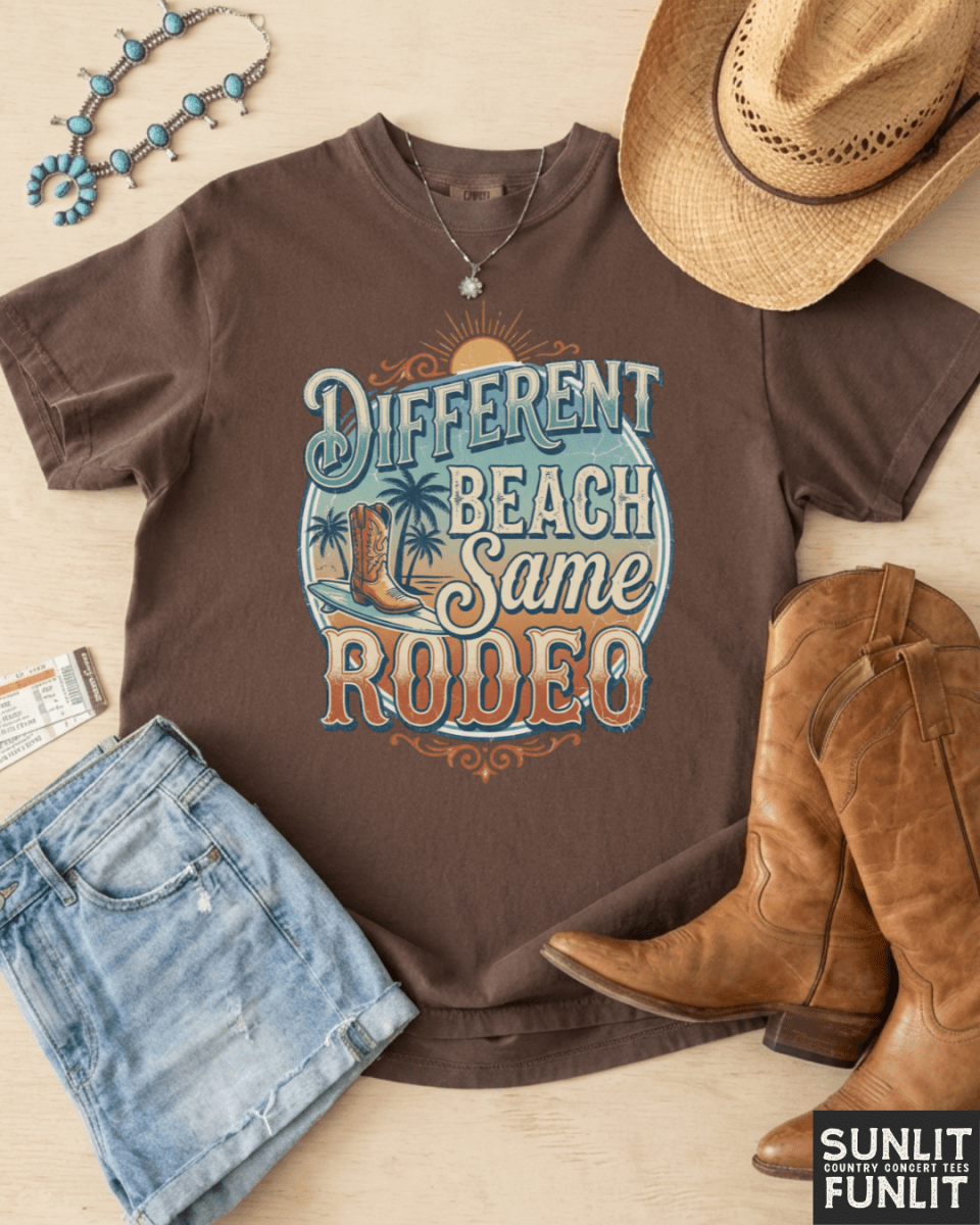 Different Beach Same Rodeo Beach Tee