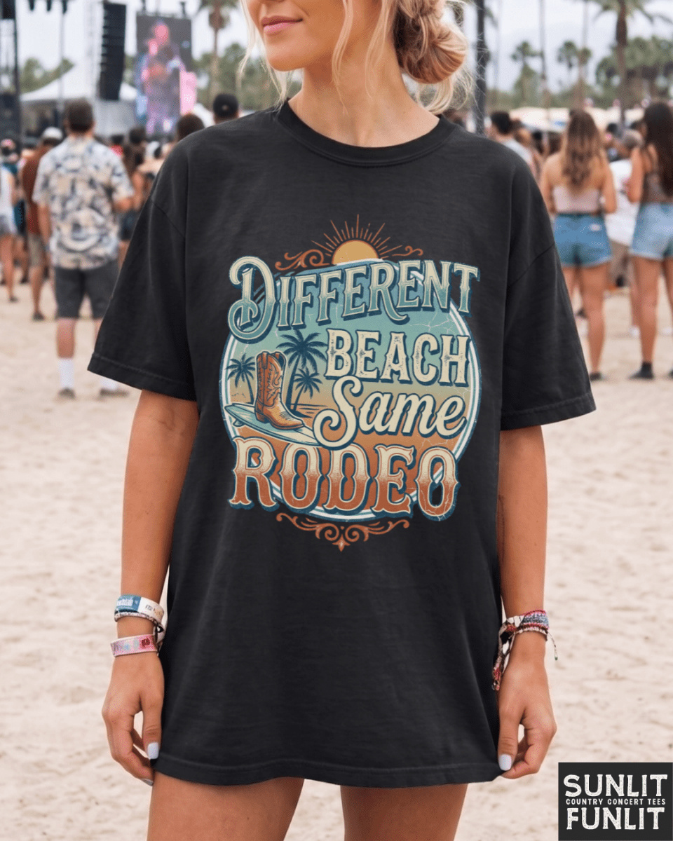 Different Beach Same Rodeo Beach Tee