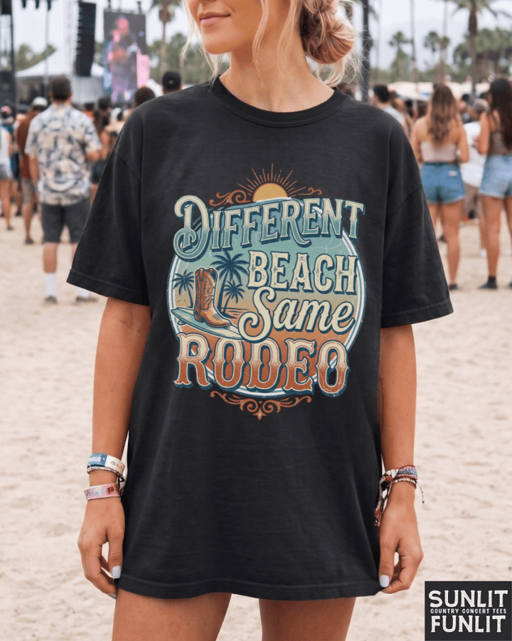 Different Beach Same Rodeo Beach Tee