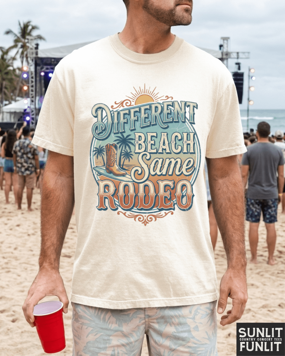 Different Beach Same Rodeo Beach Tee