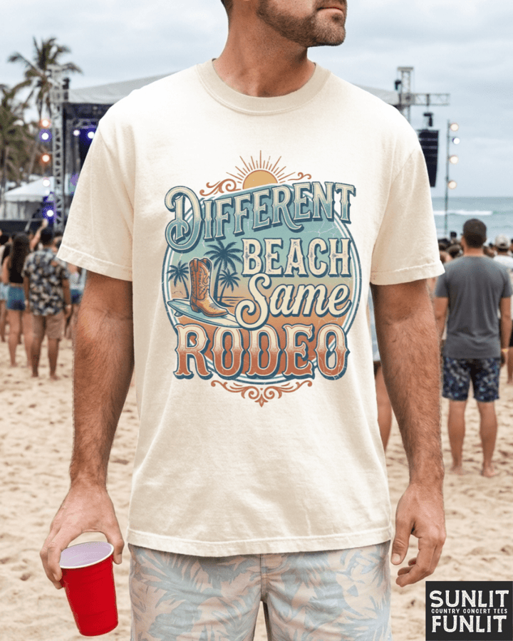 Different Beach Same Rodeo Beach Tee